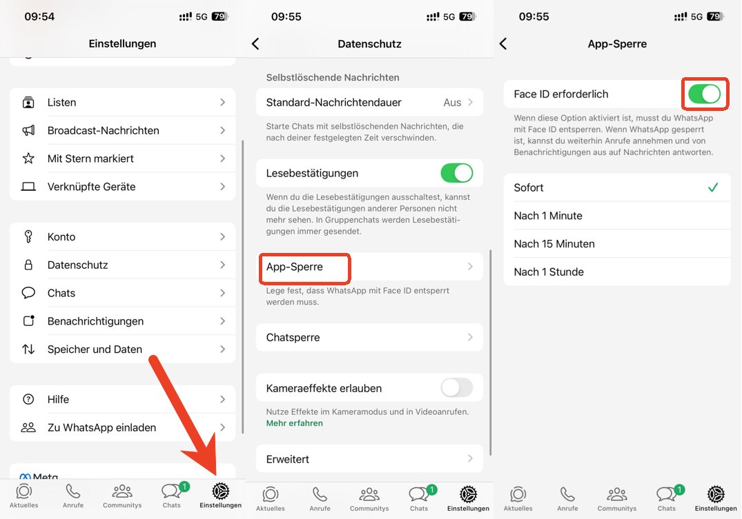 WhatsApp-Chat über „App-Sperre“ verstecken