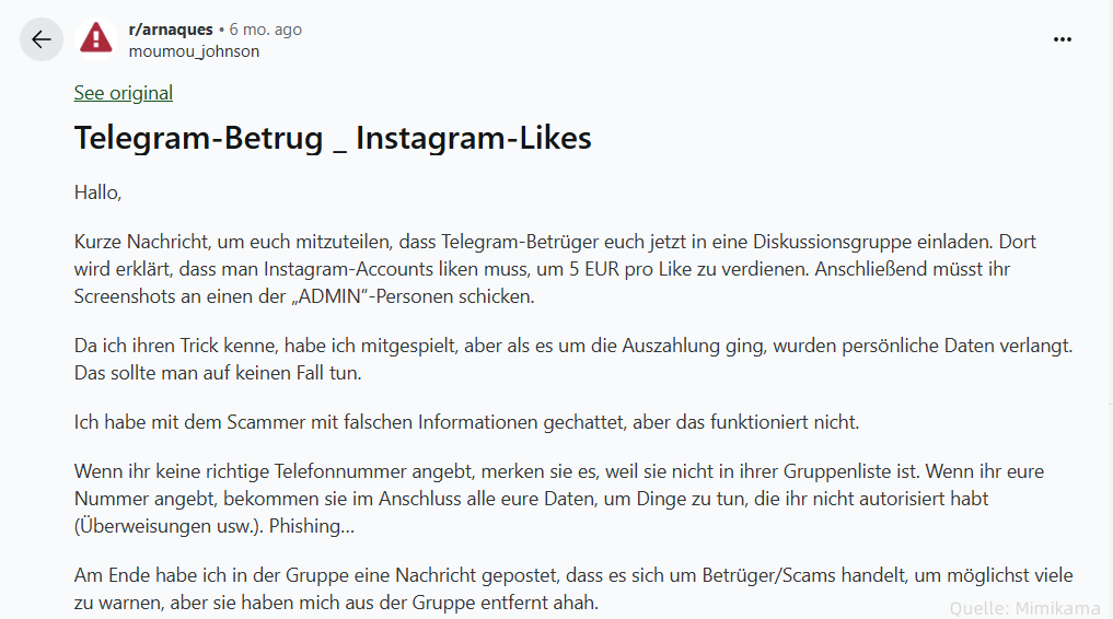 WhatsApp Betrug Instagram Likes