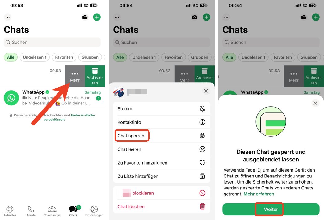 WhatsApp-Chat über „Chat-Sperren“ verstecken