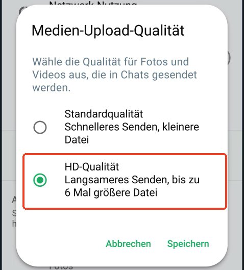 WhatsApp HD-Qualität