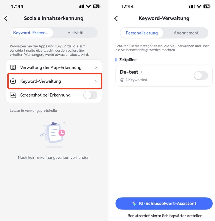 WhatsApp Keyword-Verwaltung