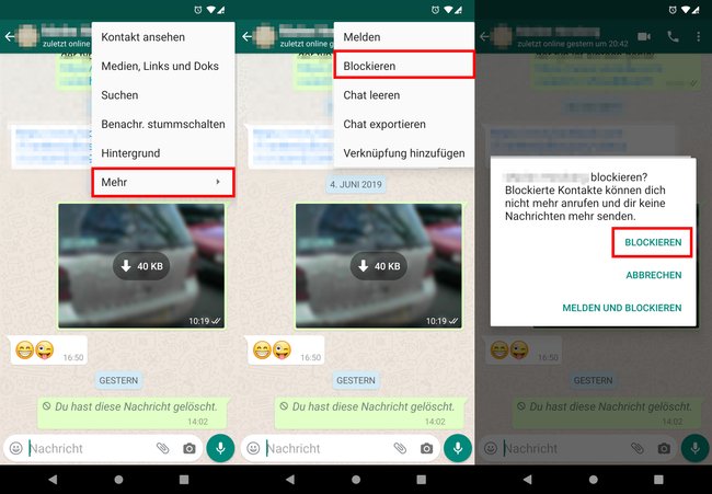 Einzelne Nummern blockieren WhatsApp