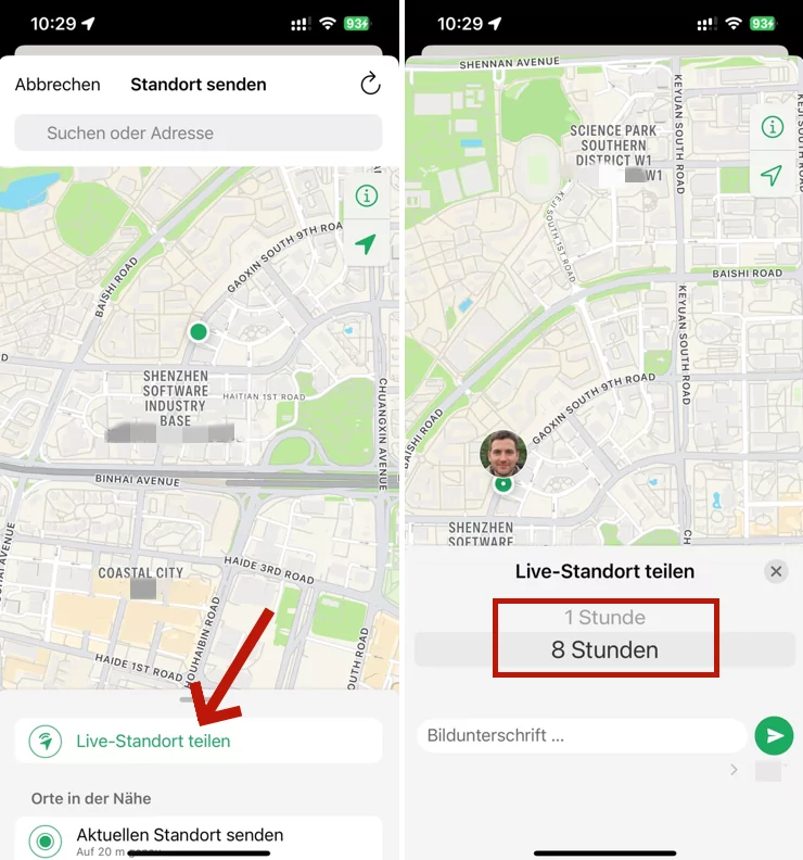 Live-Standort WhatsApp von anderen sehen