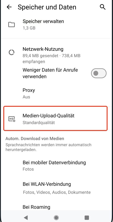 Medien-Upload-Qualität
