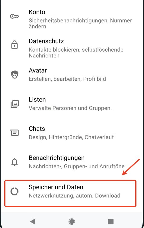 WhatsApp Speicher und Daten