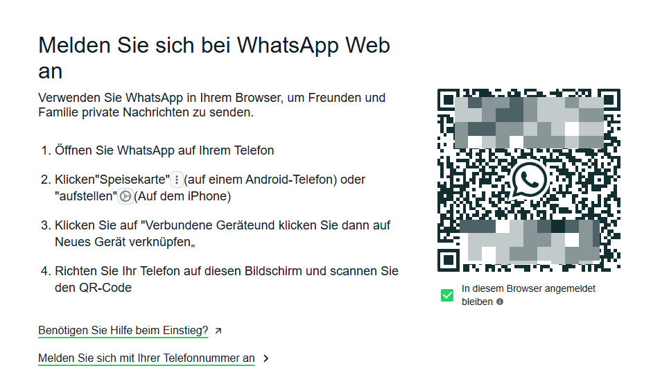 WhatsApp web QR code scannen
