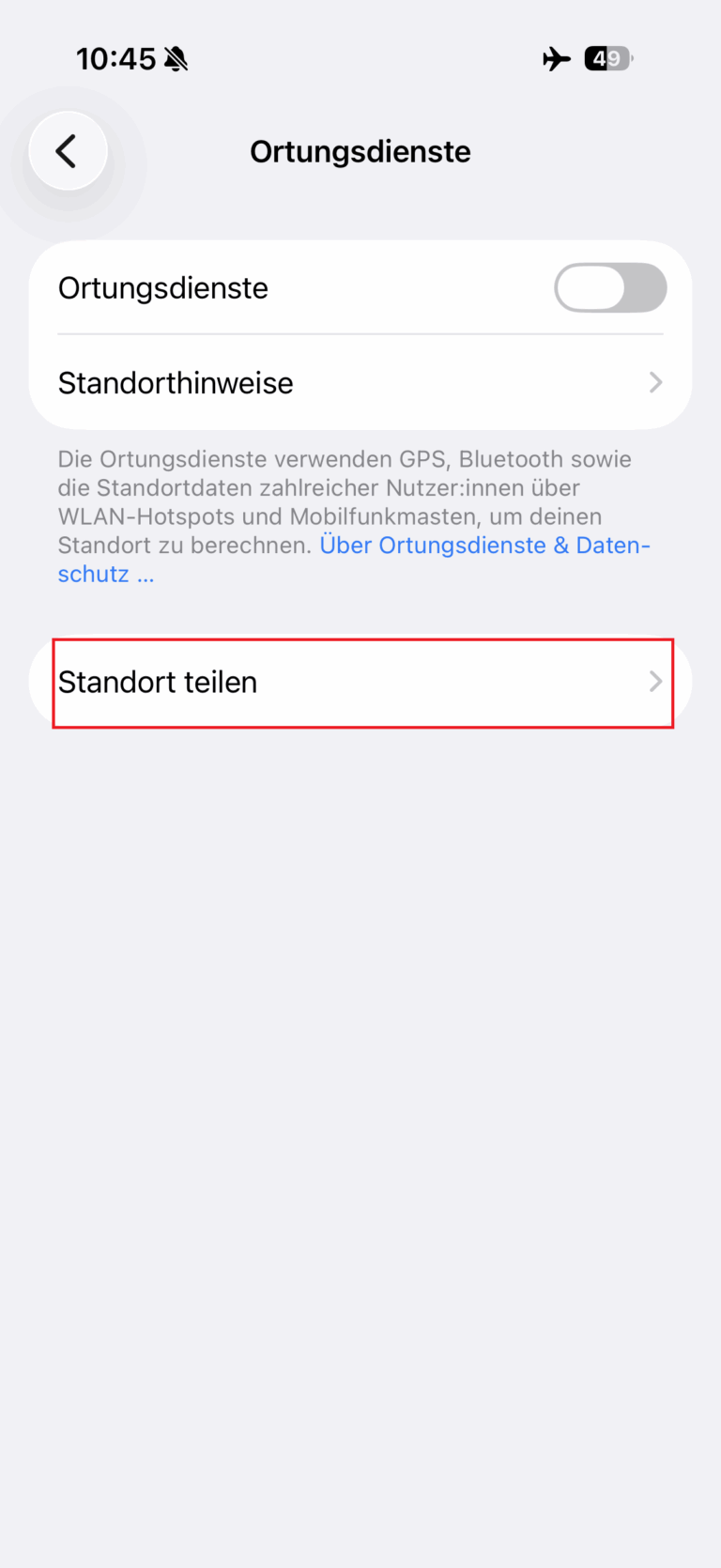 Standort teilen