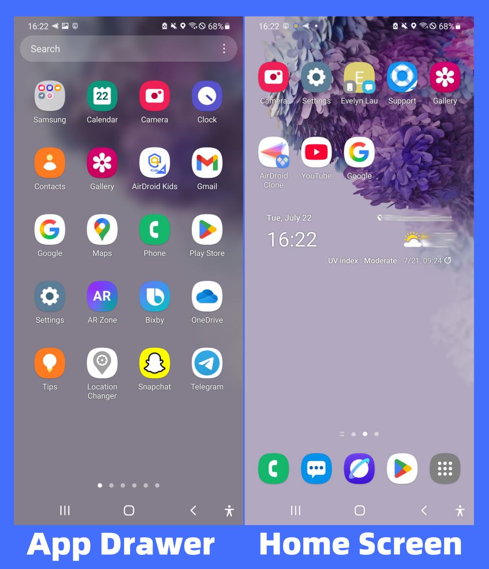 app drawer vs home screen