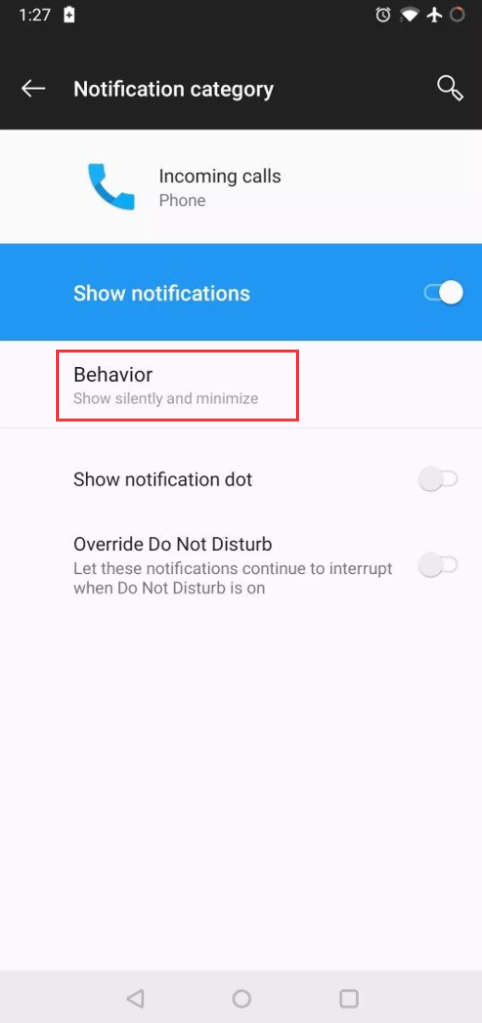 OnePlus call notification behaviour