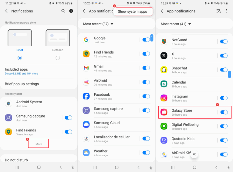 turn off Galaxy Store notifications from Settings