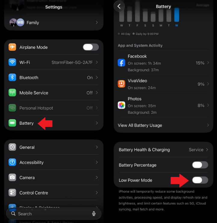 disable low power mode