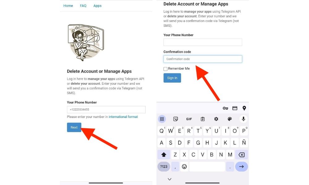 Borrar inmediatamente la cuenta de Telegram