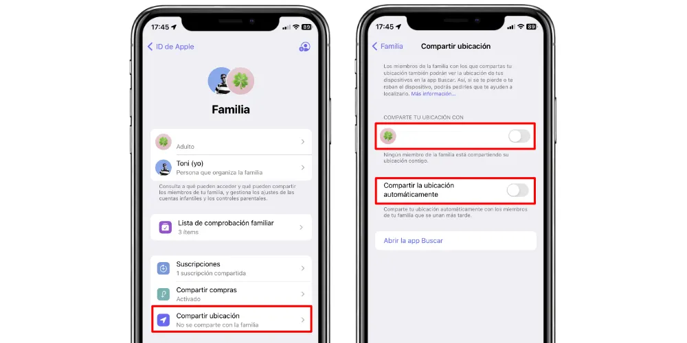 Usar el dispositivo de un familiar para encontrar mi iphone
