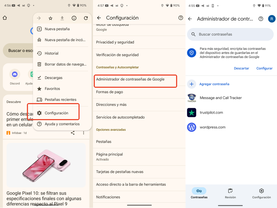 abre administrador de contraseñas en google chrome