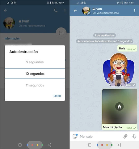 enviar mensajes de Telegram que desaparecen
