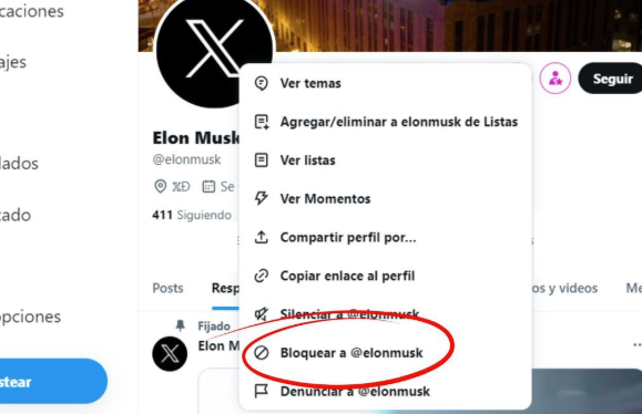 bloquear alguien en twitter