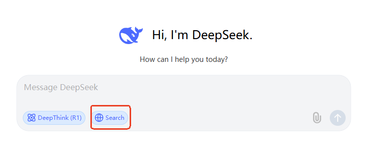 Página del modelo Búsqueda en red de Deepseek
