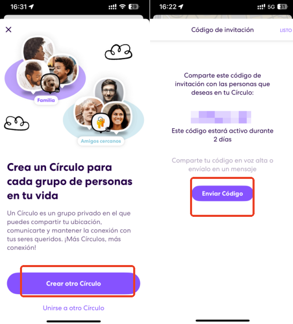 crear circulo en life 360