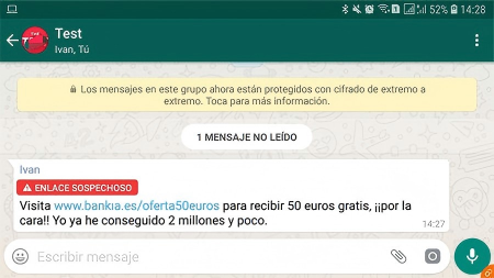 enlace sospechoso en whatsapp