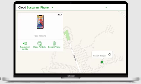 La página de iCloud Buscar mi iPhone