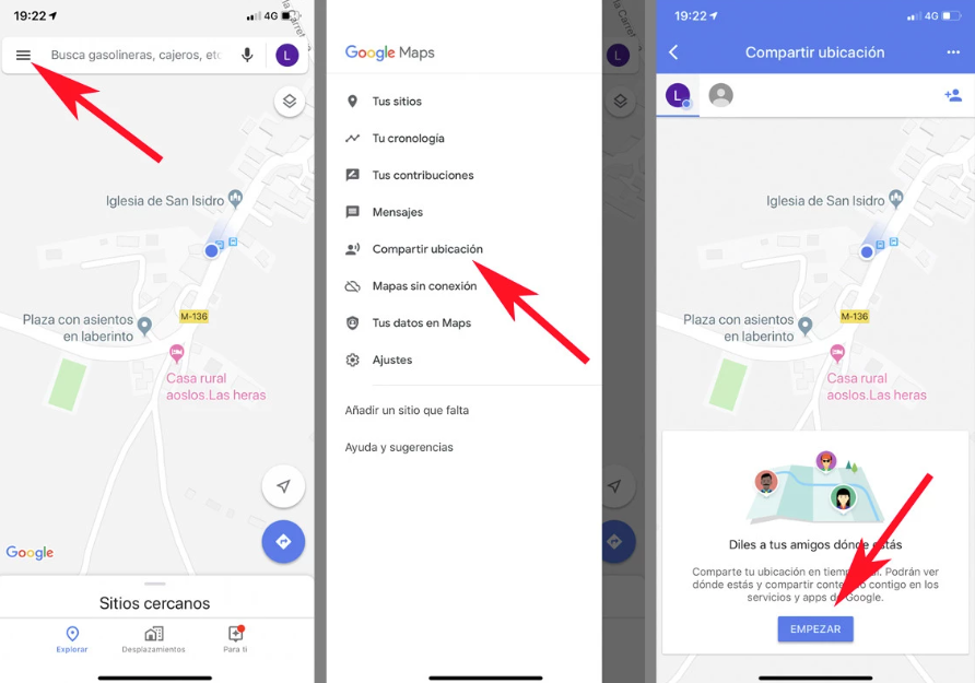 Seleccionar Compartir ubicación en google maps