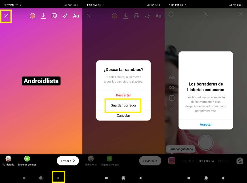 guardar borrador de historia en instagram