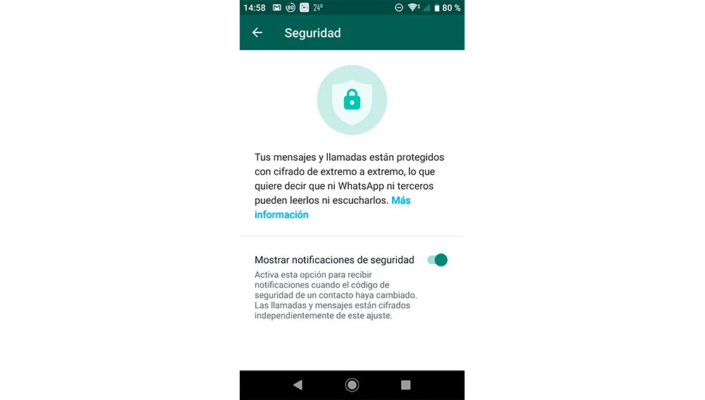 notificacion de seguridad whatsapp