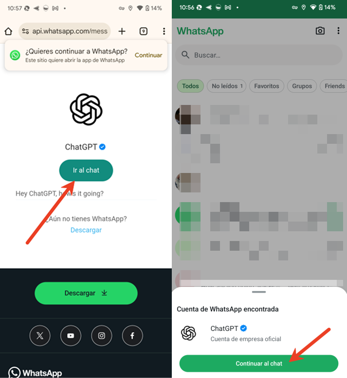 Añadir enlace de ChatGPT a WhatsApp