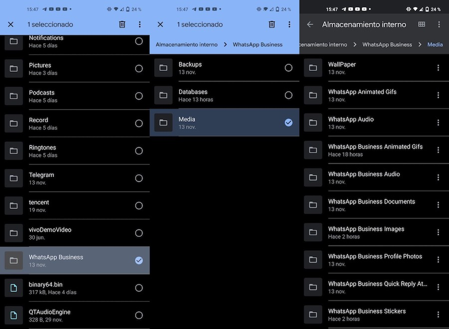 Archivos multimedia de WhatsApp para Android