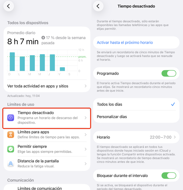 Bloquear Roblox en el iPhone con tiempo de inactividad