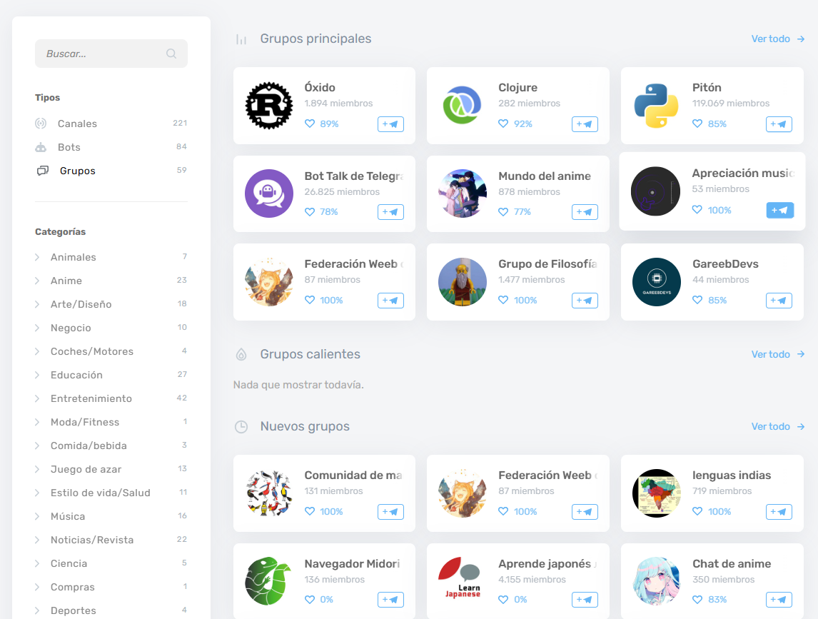 Buscador de grupos de Telegram