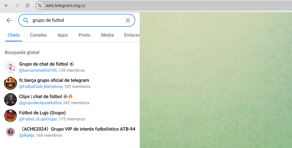 Buscar grupos de Telegram