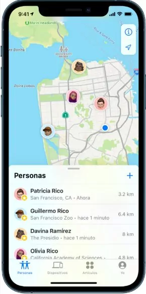 Utilizar la función “Personas” para buscar el iPhone perdido.