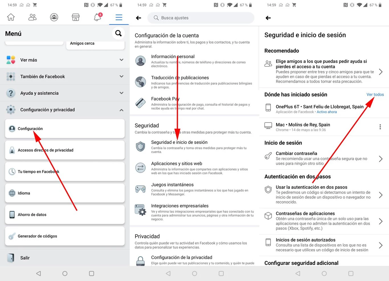 Cierra cualquier sesión sospechosa en facebook