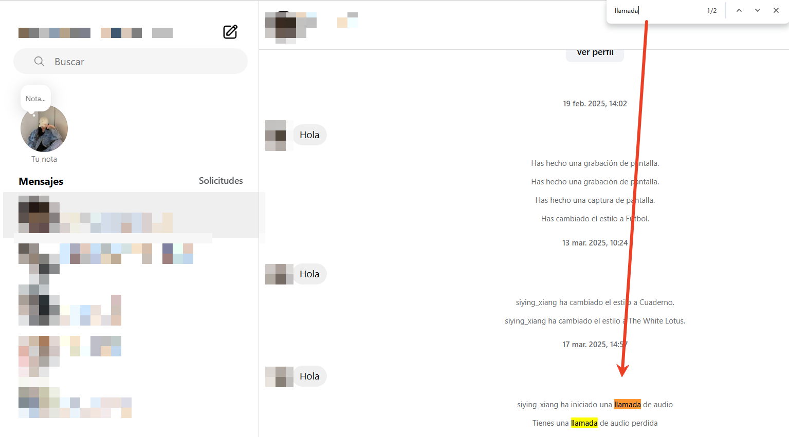 Comprobar el historial de llamadas en el escritorio