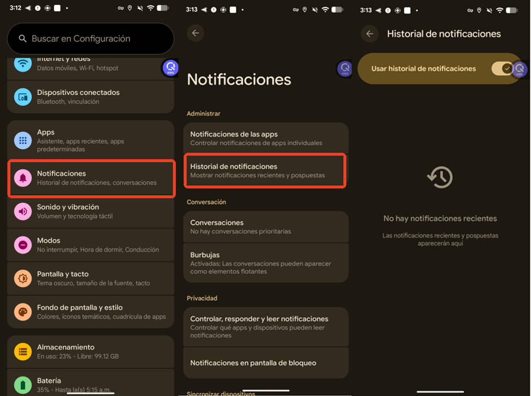 Comprobar las notificaciones del dispositivo Android