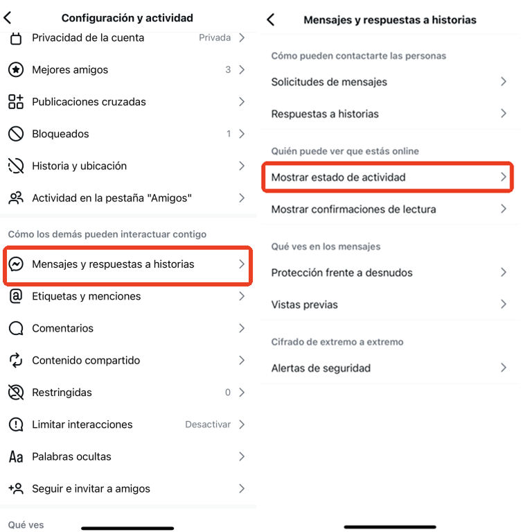 Configuración de mensajes y respuestas de Instagram