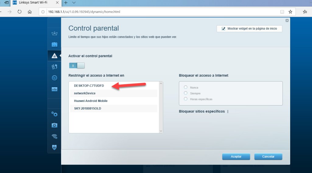 Configuración del router para bloquear paginas