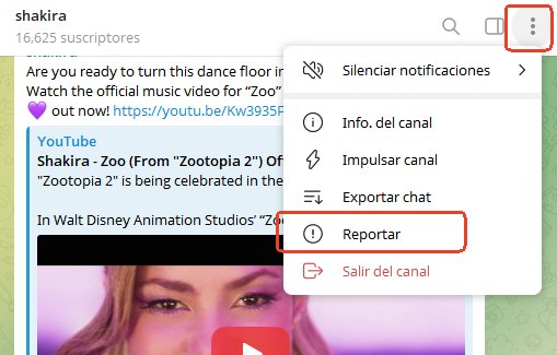 Denunciar grupo en Telegram