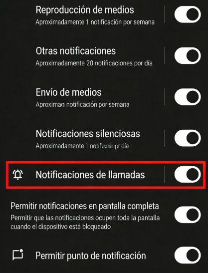 Desactivar notificaciones de llamadas de WhatsApp en Android