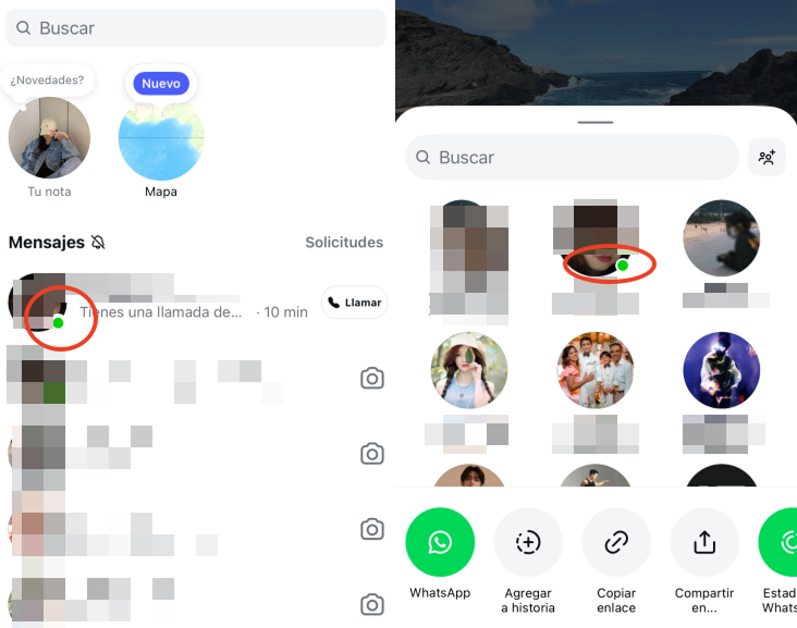 ¿Dónde aparece el punto de Instagram?