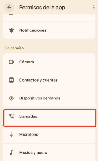 Elegir permiso de teléfono