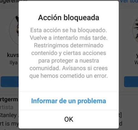 Instagram no te deja seguir a nadie