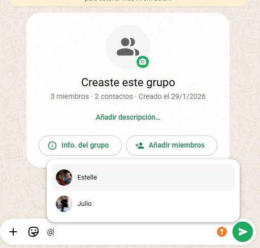 Mencionar uno por uno con @nombre WhatsApp