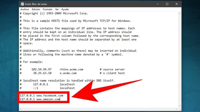 Modificar el archivo host
