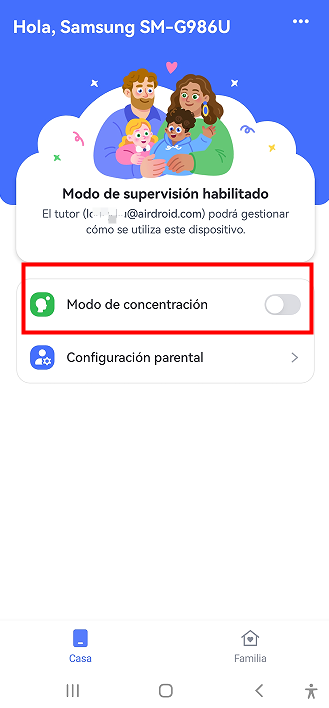 Modo de concentración de airdroid parental control