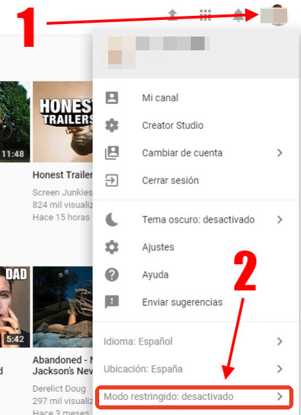 Modo restringido youtube