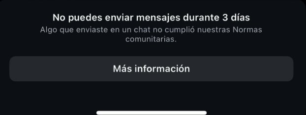 No se pueden enviar mensajes en Instagram durante 3 días