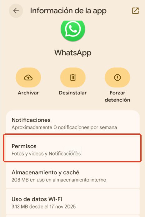 Restringir permisos de llamadas de WhatsApp