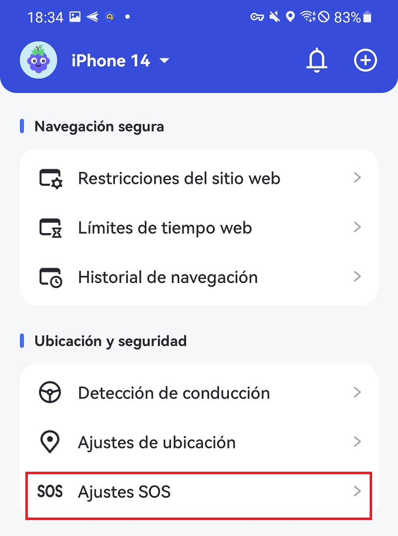 activar SOS en AirDroid Parental Control iOS